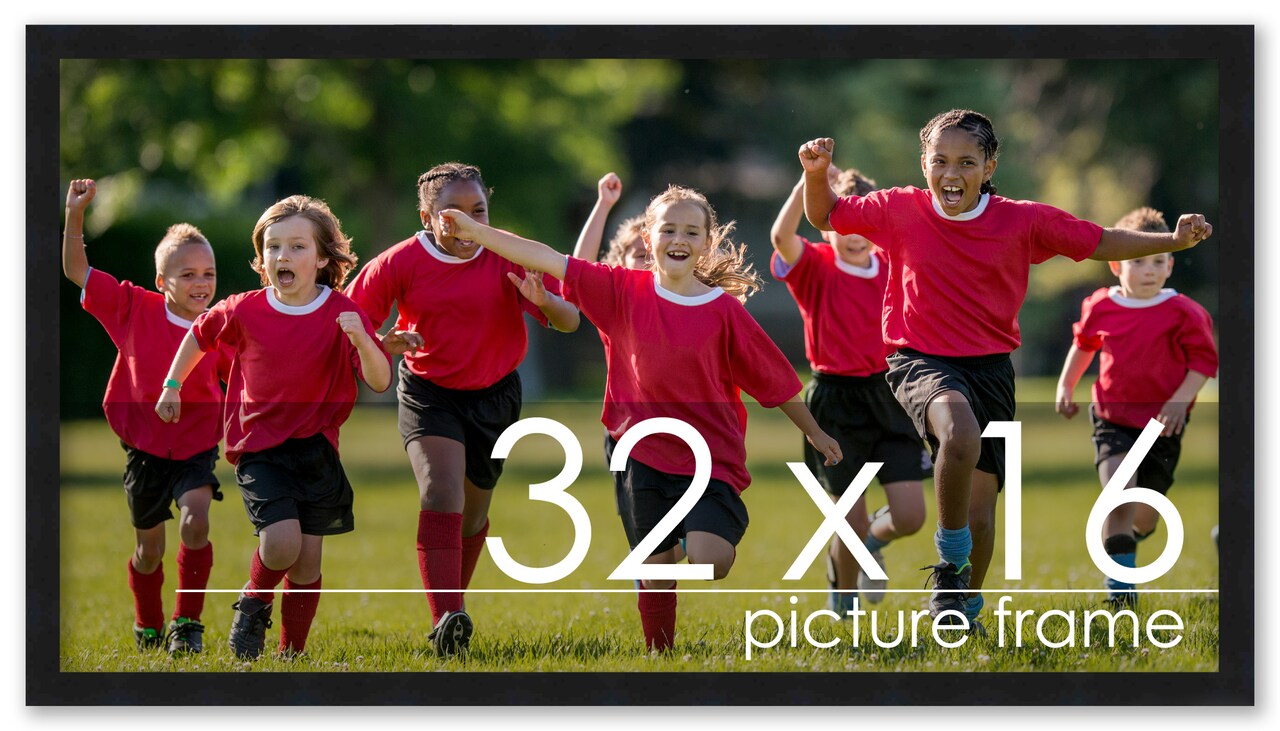 32x16 Simple Black Picture Frame - UV Acrylic, Foam Board Backing, Hanging Hardware